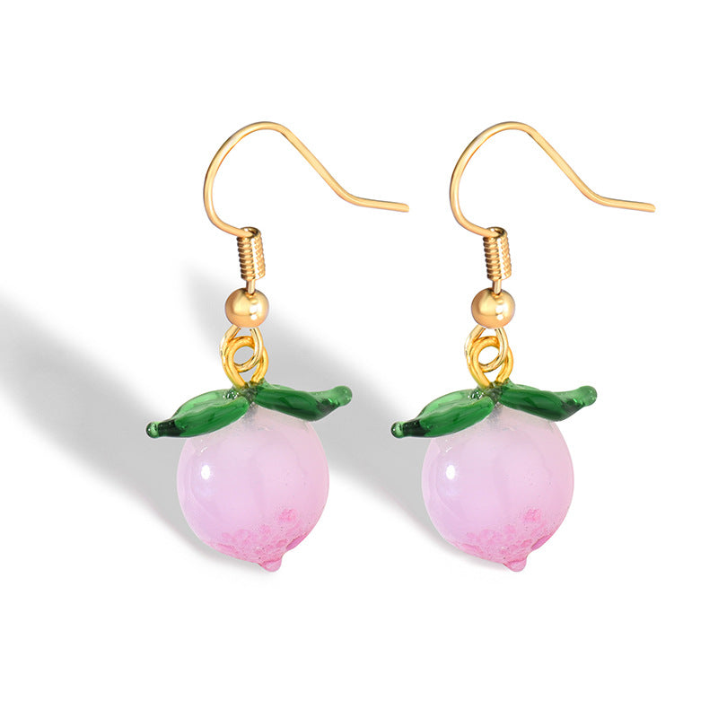 E0259 Cute Girly Pink Peach Ear Hooks for Women Fashion Sweet Energetic Earrings