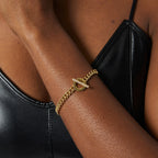 B0053 Foreign Trade Copper Inlaid with Zirconia and Gold Plated OT Couple Style Brazilian Chain Bracelet Source of Goods