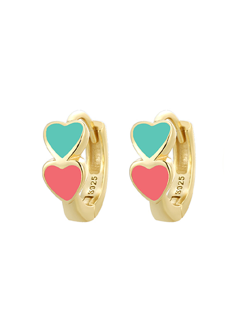 SE Jewelry Double Heart Colorful Resin Earrings For Women Gold Plated