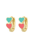 14K Gold-Plated 925 Sterling Silver Double Heart Colorful Resin Earrings — material detail — jewelry finish and design detail