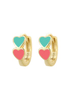 SE Jewelry Double Heart Colorful Resin Earrings For Women Gold Plated