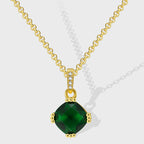 N0260 Fashion Tassel Chain Geometric Square Green Zircon Necklace for Women Micro Pave White Zircon Pendant