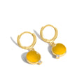 Gold-Plated Brass Yellow Stone Geometric Earrings — product close-up — jewelry finish and design detail