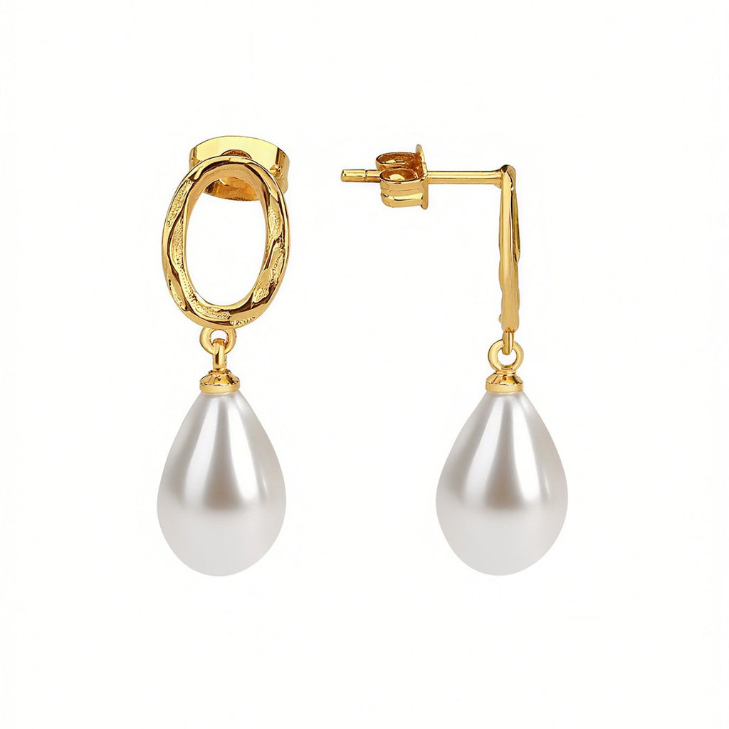 E0320 Ornament gold Metal Retro Earrings Special-shaped Imitation Pearl Earrings Female Geometric Eardrop