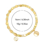 B0263 Family Engraved Round Copper Plated Sign14k Gold Fashion Beaded Trendy Bracelet
