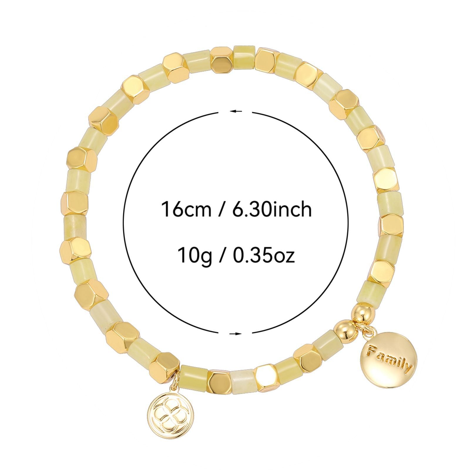 B0263 Family Engraved Round Copper Plated Sign14k Gold Fashion Beaded Trendy Bracelet