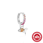 925Sterling Silver Inlaid Diamond Animal Goldfish Pendant Hoop Earrings Hot-Selling Heart Lightning Earrings for Women