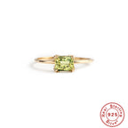 S925Sterling Silver Opal Square Diamond Engagement Ring Hot-Selling Daily Wear Ring Index Finger Ring