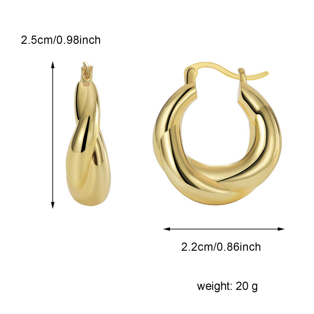 E0486 Fashionable Simple Versatile Earrings for Women Brass Gold-Plated Geometric Irregular Hoop Earrings