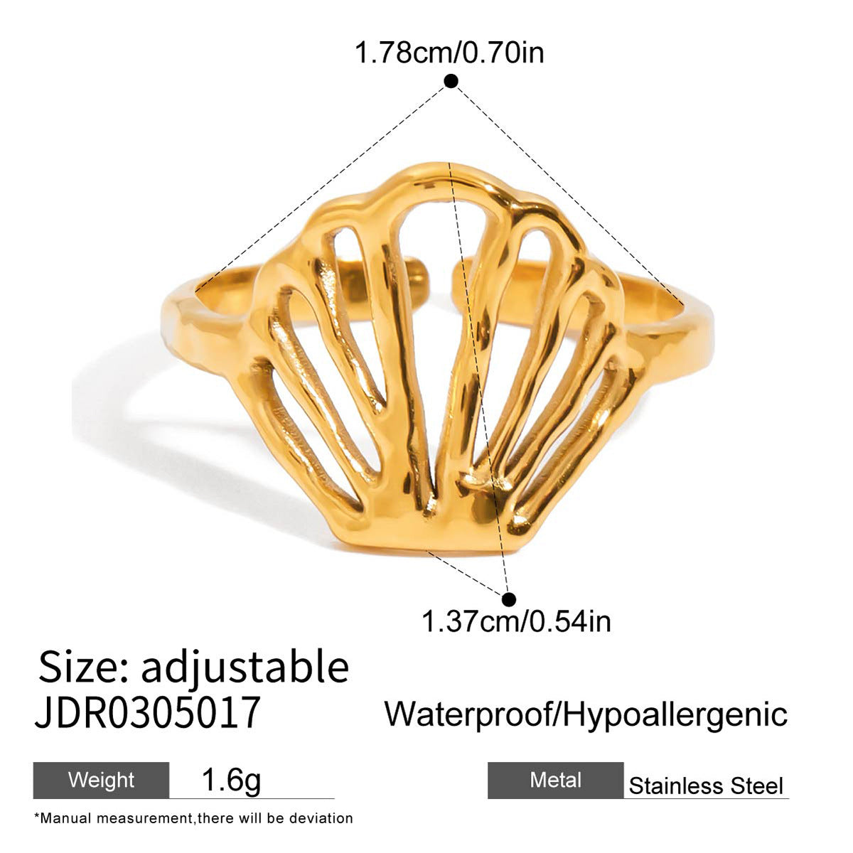 Ocean Ring Non-Fading Open Bracelet for Women Stainless Steel Jewelry