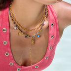 2H Colorful Rope Necklace Collarbone Chain Stainless Steel Jewelry Non-Fading