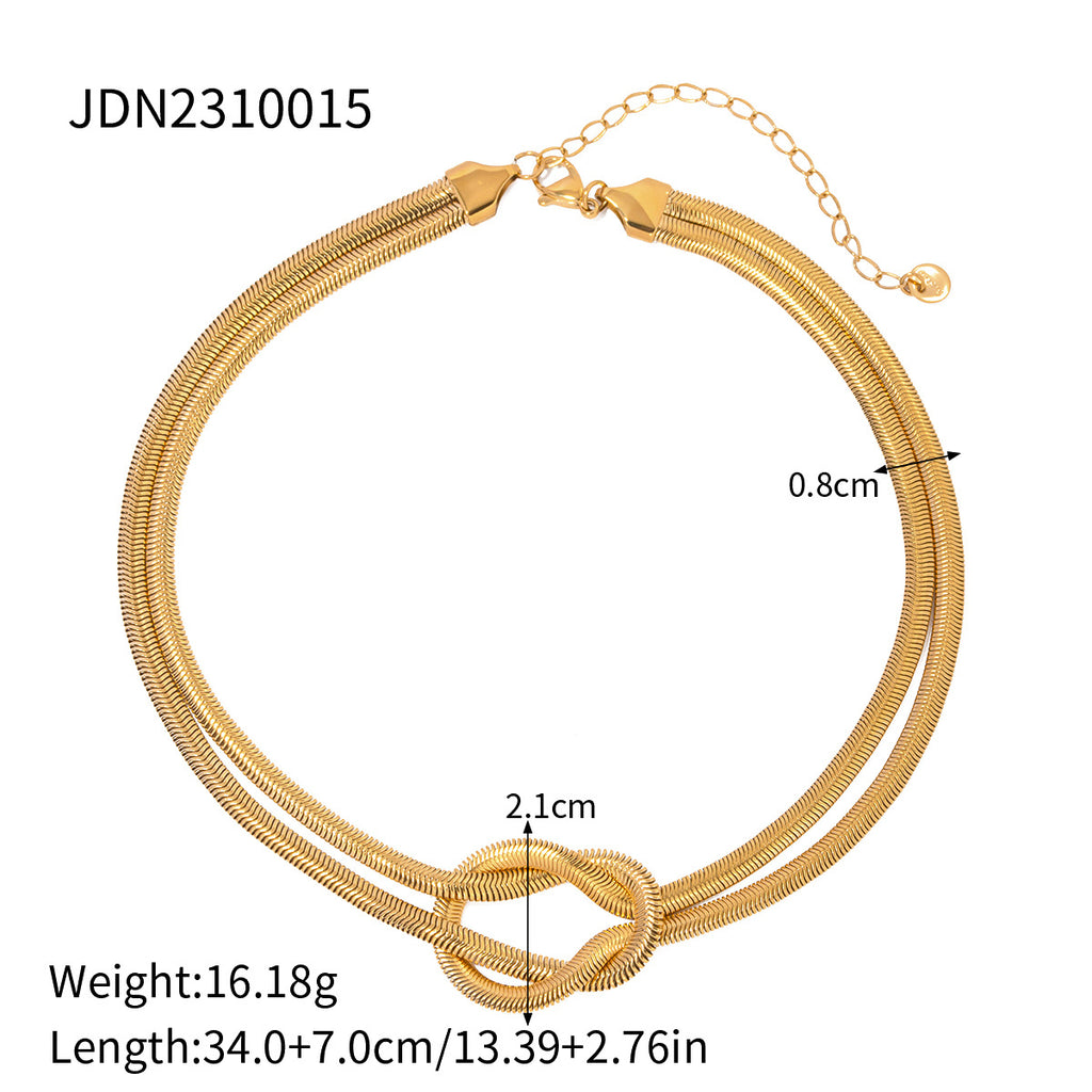 Double Layer Stacked Necklace Collarbone Chain Stainless Steel Jewelry Non-Fading