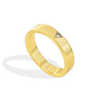 R0172 Brass Jewelry Single Diamond Ring for Women Minimalist Smooth Plain Ring Cool and Simple
