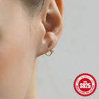 S925Sterling Silver Four-Prong Inlaid Diamond Hoop Earrings Hot-Selling Creative Inlaid Zircon Fashion Earrings