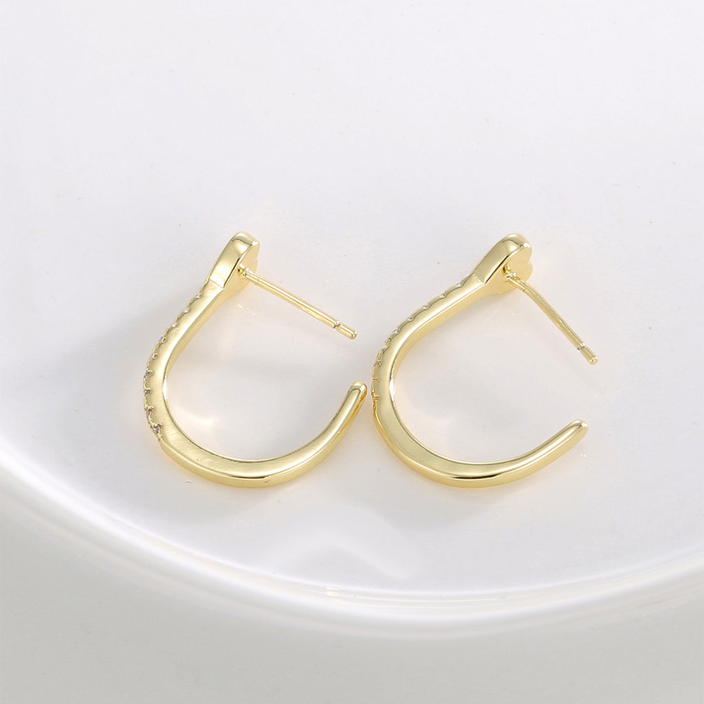 E0656 Korean Style Dongdaemun Epoxy Heart Earrings for Women Fashion Gold-Plated Zirconia Earrings