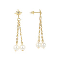 Gold-Plated Brass Star Pearl Earrings for private-label fashion jewelry buyers — jewelry finish and design detail