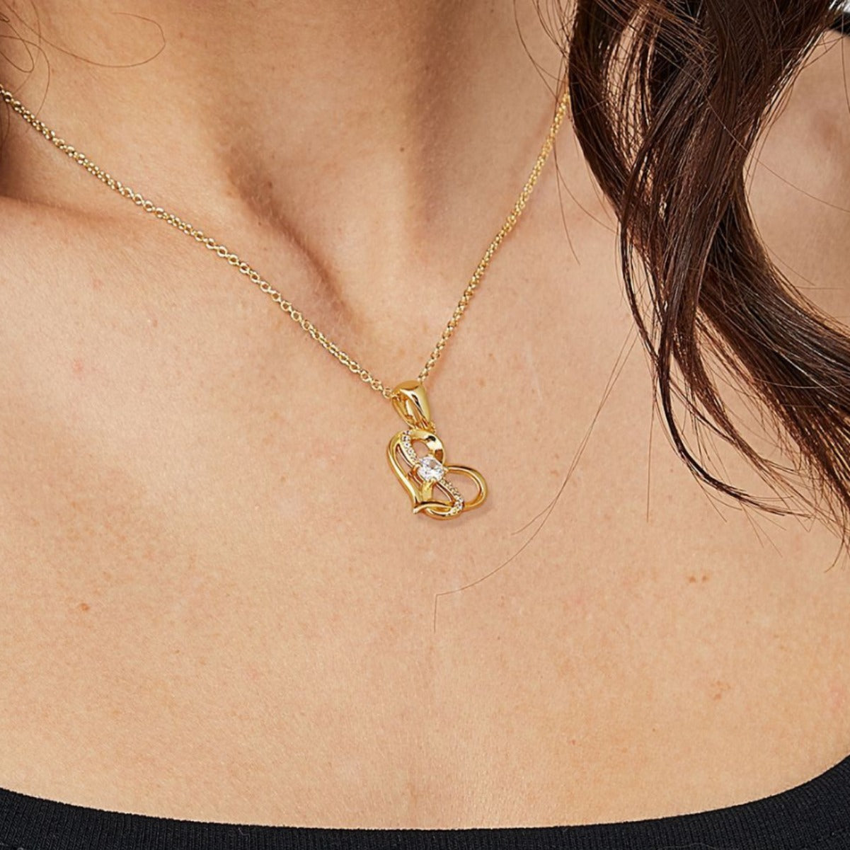 CYN0242 Eternal Infinity Love Copper Necklace Female Clavicle Chain Pendant Necklace