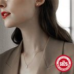 S925 Sterling Silver Heart Earrings Necklace Set With Clavicle Chain