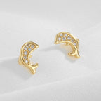 SE0276 S925Sterling Silver Dolphin Earrings for Women Asymmetric Design Ear Care Trendy Jewelry