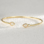 B0088 Brass Gold-Plated Bracelet for Women Inlaid with Opal Adjustable Open Water Drop Shape