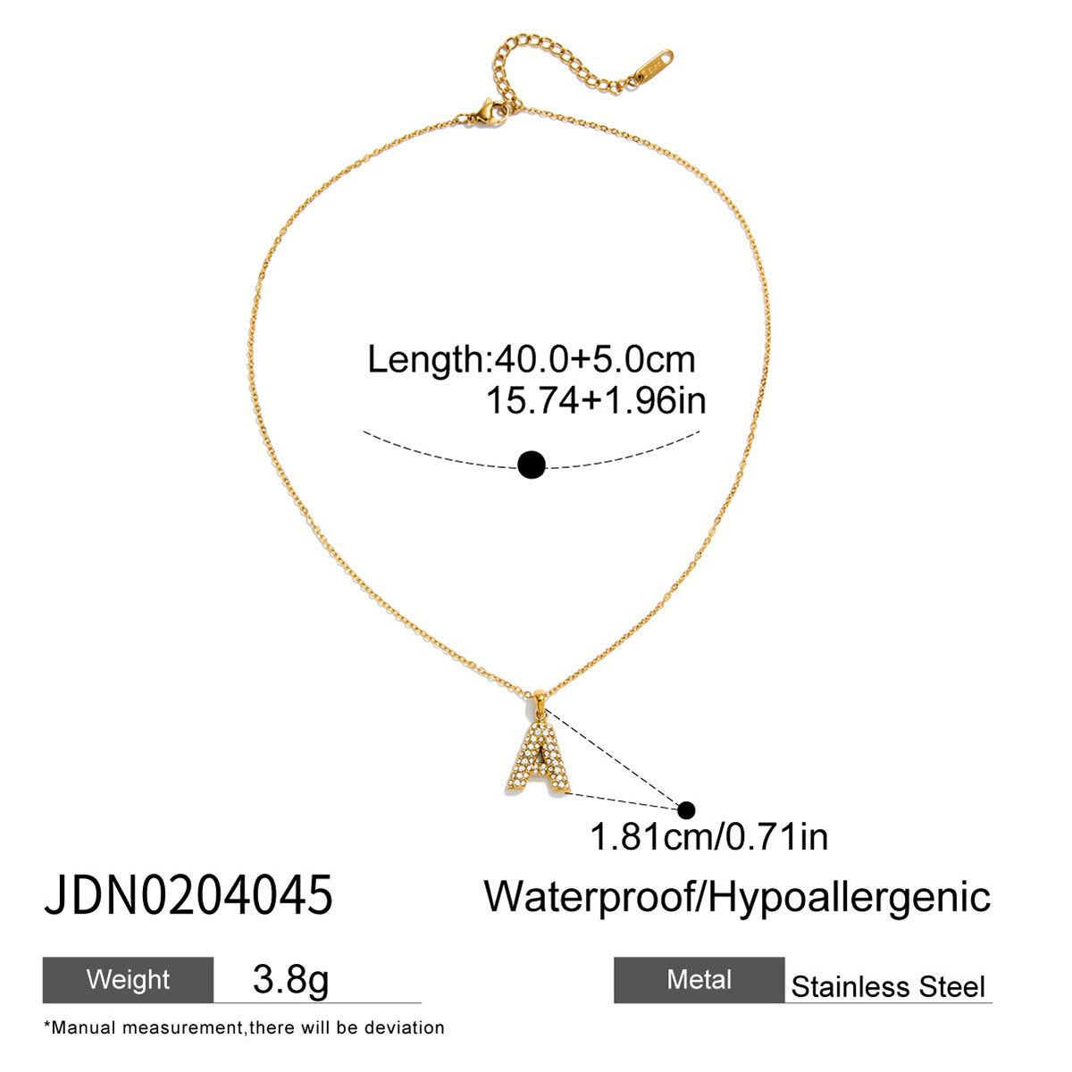 Stainless Steel Rhinestone Letter Bracelet Jewelry Non-Fading Accessories for Women