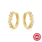 S925Sterling Silver Rainbow Colorful Star Moon Earrings Hoop Daily Wear Diamond-Studded Ear Clips Ear Jewelry for Women