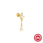 S925Sterling Silver Opal Inlaid Diamond Round Bead Threaded Piercing Ear Bone Stud Hot-Selling High-End Marquise Opal Earrings