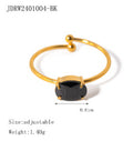 Gold-Plated Stainless Steel Ring with Agate Detail — material detail — jewelry finish and design detail