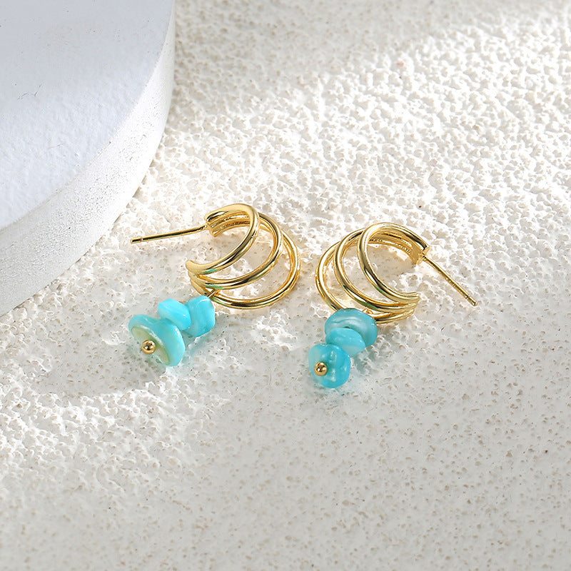 Bohemian C Round Circle Earrings for Women Turquoise Vintage Hoop Earrings Trendy