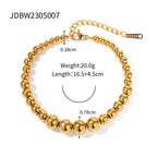 Stainless Steel Beaded Bracelet Color Block Letter Metal Chain Jewelry