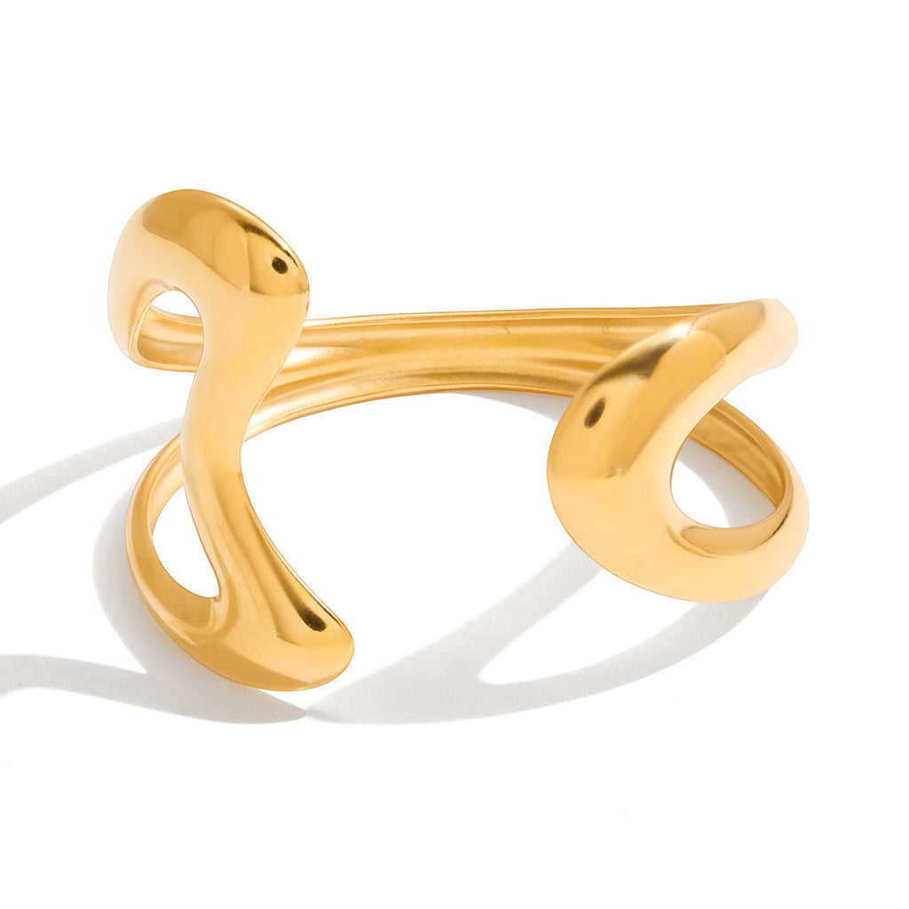 2H gold Bracelet Non-Fading Open Bangle Stainless Steel Jewelry for Women