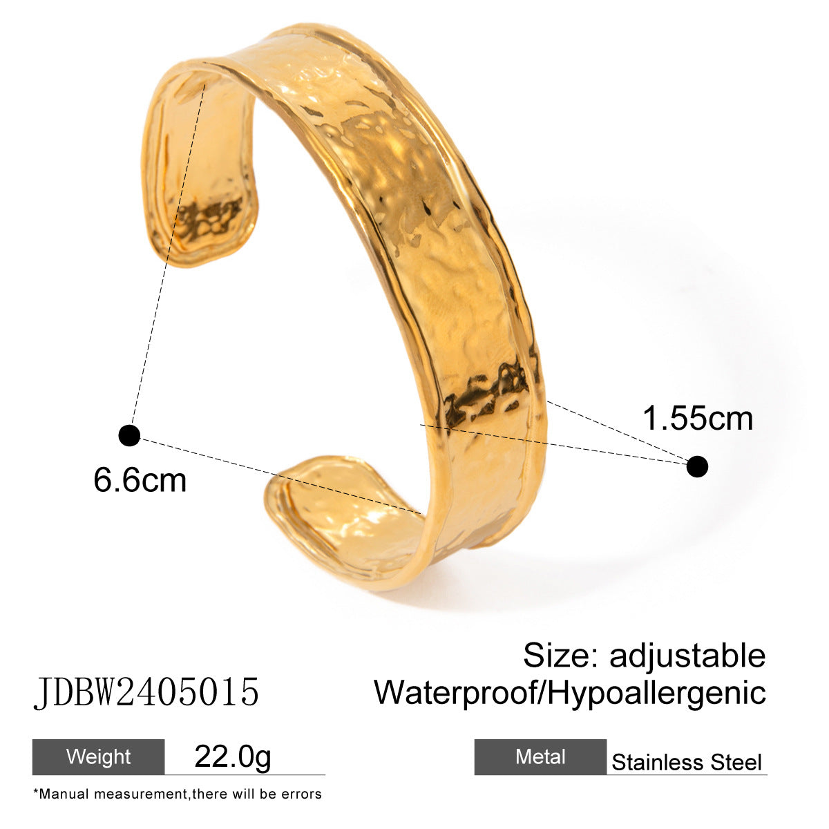 Stainless Steel Exaggerated gold Bracelet Open Bangle bracelet