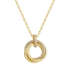 S925 Silver Three Ring Necklace With Collarbone Chain Pendant