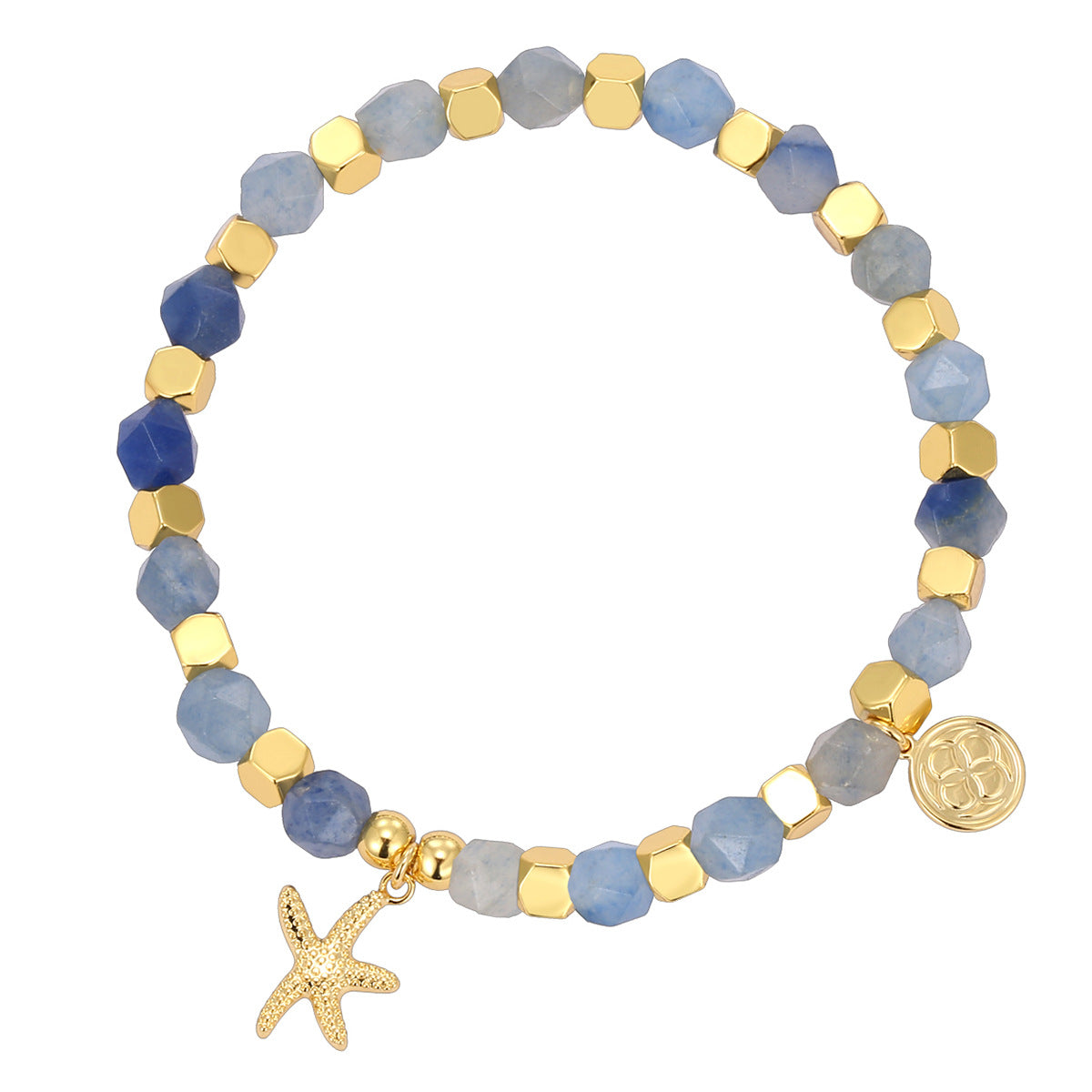 B0266 Fashion Starfish Beaded Bohemian Aquamarine Bracelet