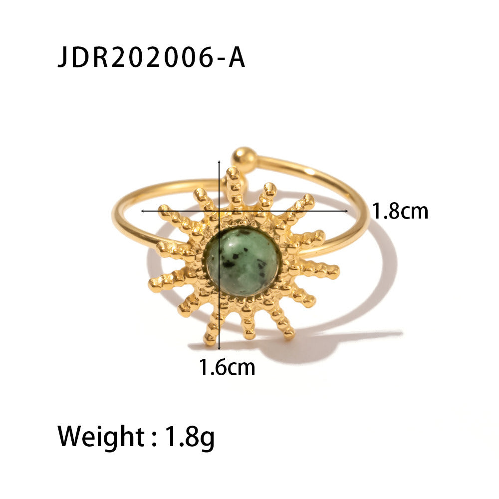 Jewelry Vintage Stainless Steel Gemstone Ring 18k Vintage Gold-Plated Jewelry rings Female