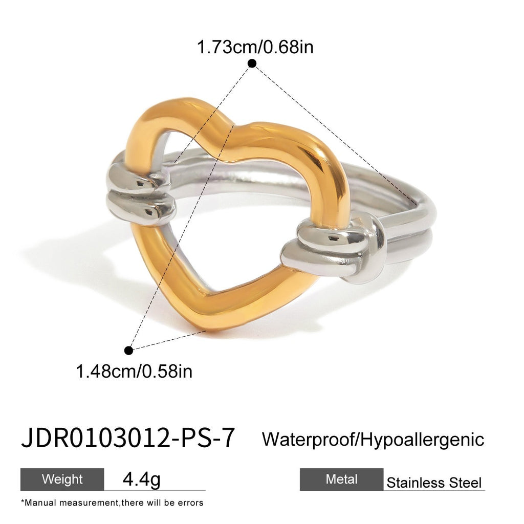 2H Heart-shaped Zircon Ring for Women, Non-fading Stainless Steel Jewelry