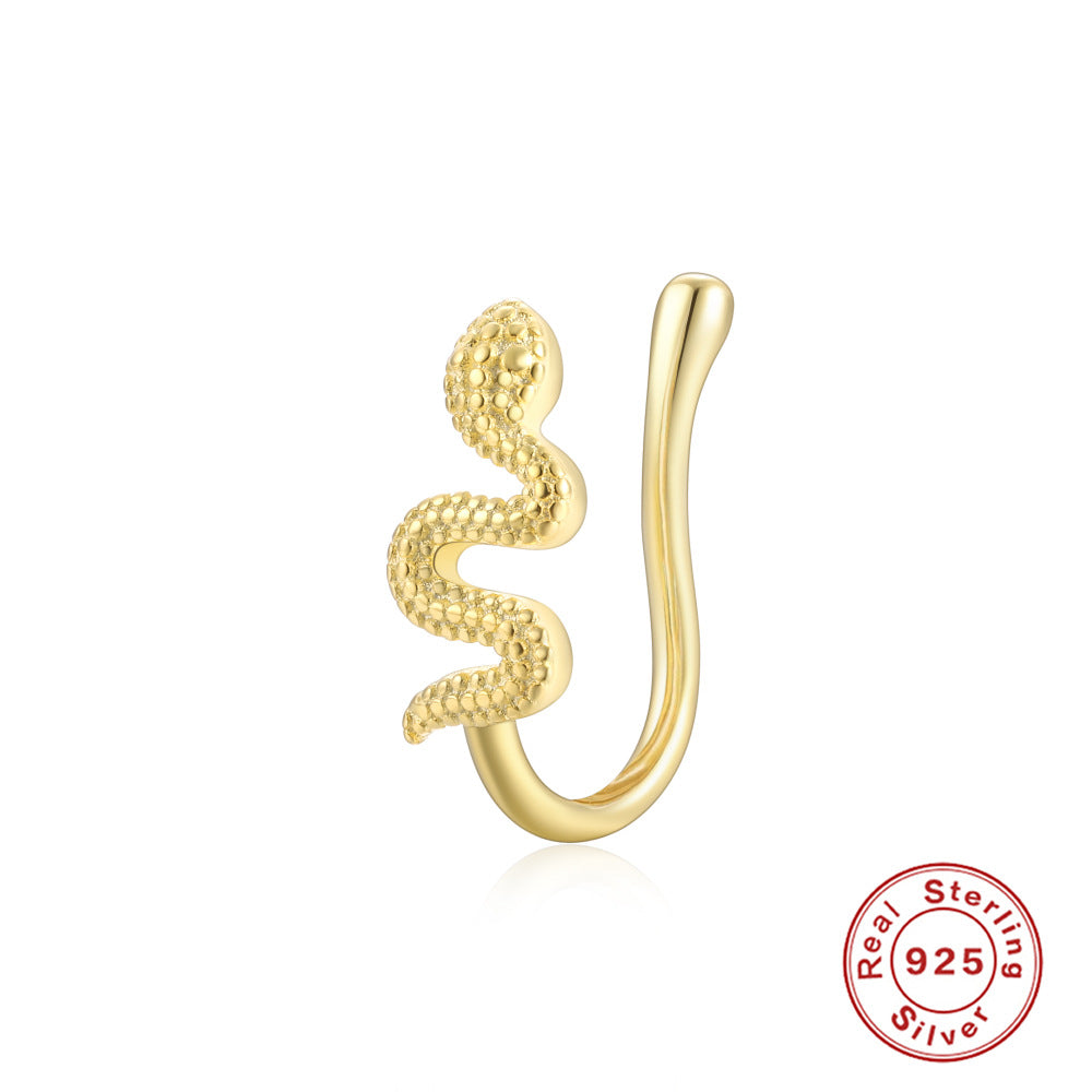 New S925Sterling Silver Geometric Water Drop Lightning Diamond Nose Ring Creative Style nose cuff Piercing jewelry