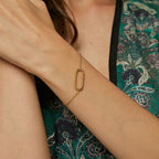 B0090   Simple Gold-Plated Braided Oval Bracelet for Women Woven Circle Hollow Egg-Shaped Bangle