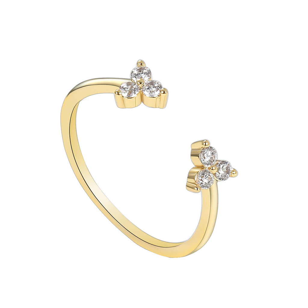 R0245 Delicate Diamond Ring Forest Style Girl Inlaid Diamond Tail Ring Thin Minimalist Line Open Ring