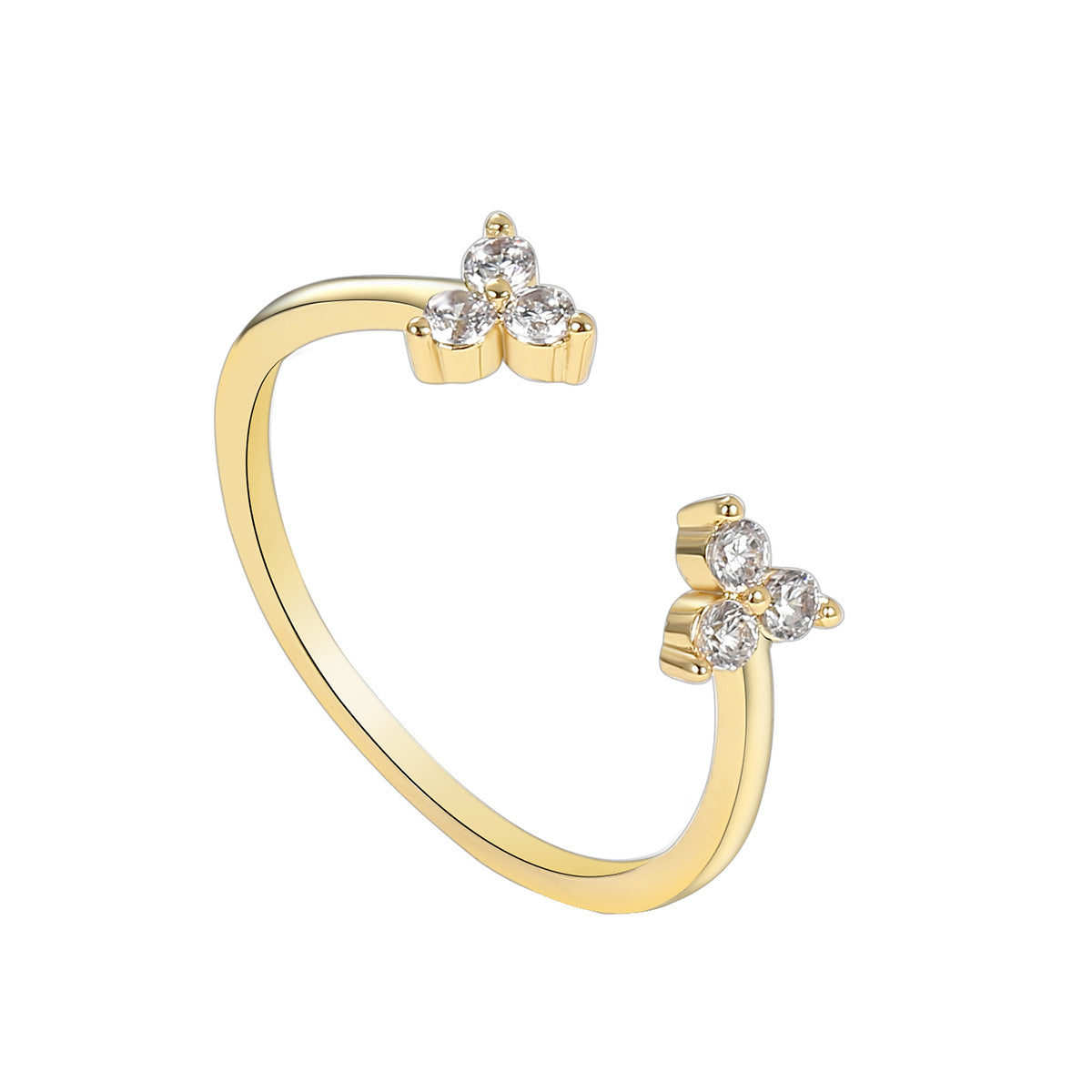 R0245 Delicate Diamond Ring Forest Style Girl Inlaid Diamond Tail Ring Thin Minimalist Line Open Ring