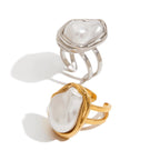 Baroque Pearl Stainless Steel Ring in Gold-Tone for private-label fashion jewelry buyers