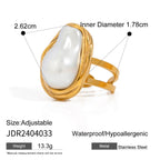 Baroque Pearl Stainless Steel Ring in Gold-Tone with gold-tone stainless steel construction