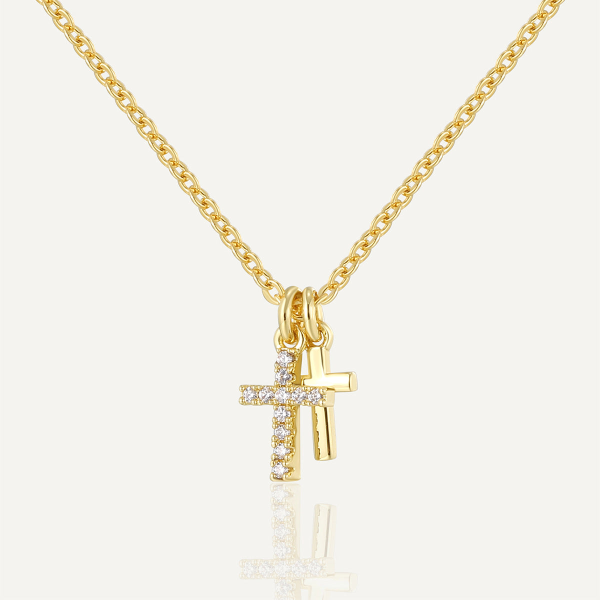 N0292 Retro Personalized Design Necklace for Women Gold-Plated Zircon Cross Pendant