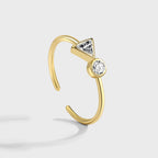 R0191 Simple Cast Copper Jewelry Women's Ring Adjustable Open Inlaid Geometric Zircon Ring