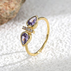 R0231 Simple Design Ring for Women Cold Purple Double Zirconia Ring