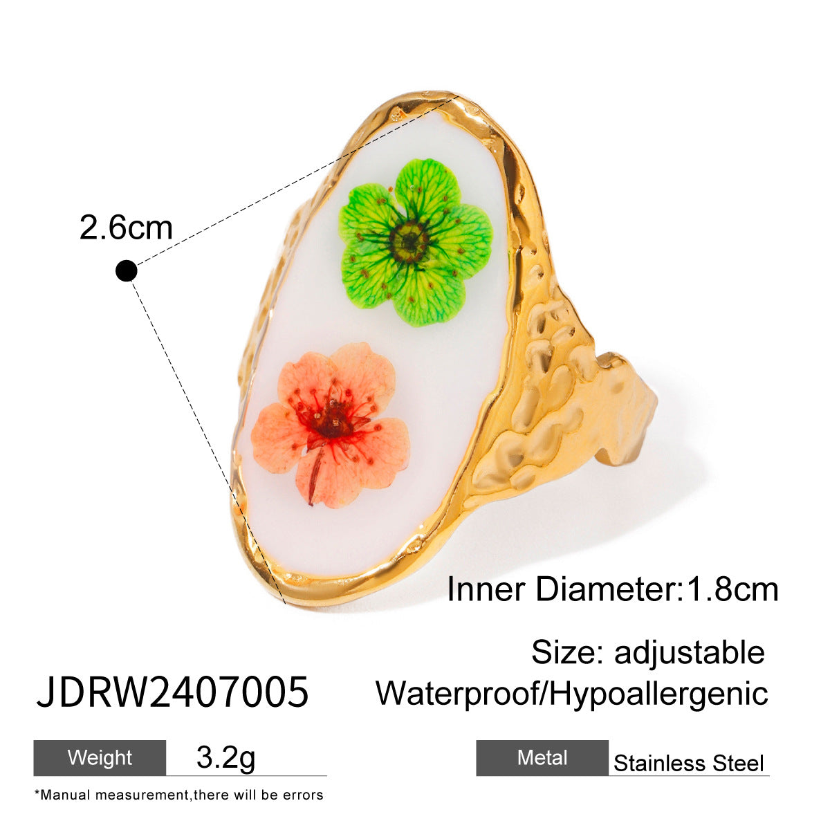 2H Eternal Flower Ring Non-Fading Jewelry Stainless Steel Ring