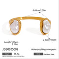 Gold-Plated Baroque Pearl Open Profile Cuff Stainless Steel Bracelet — jewelry construction
