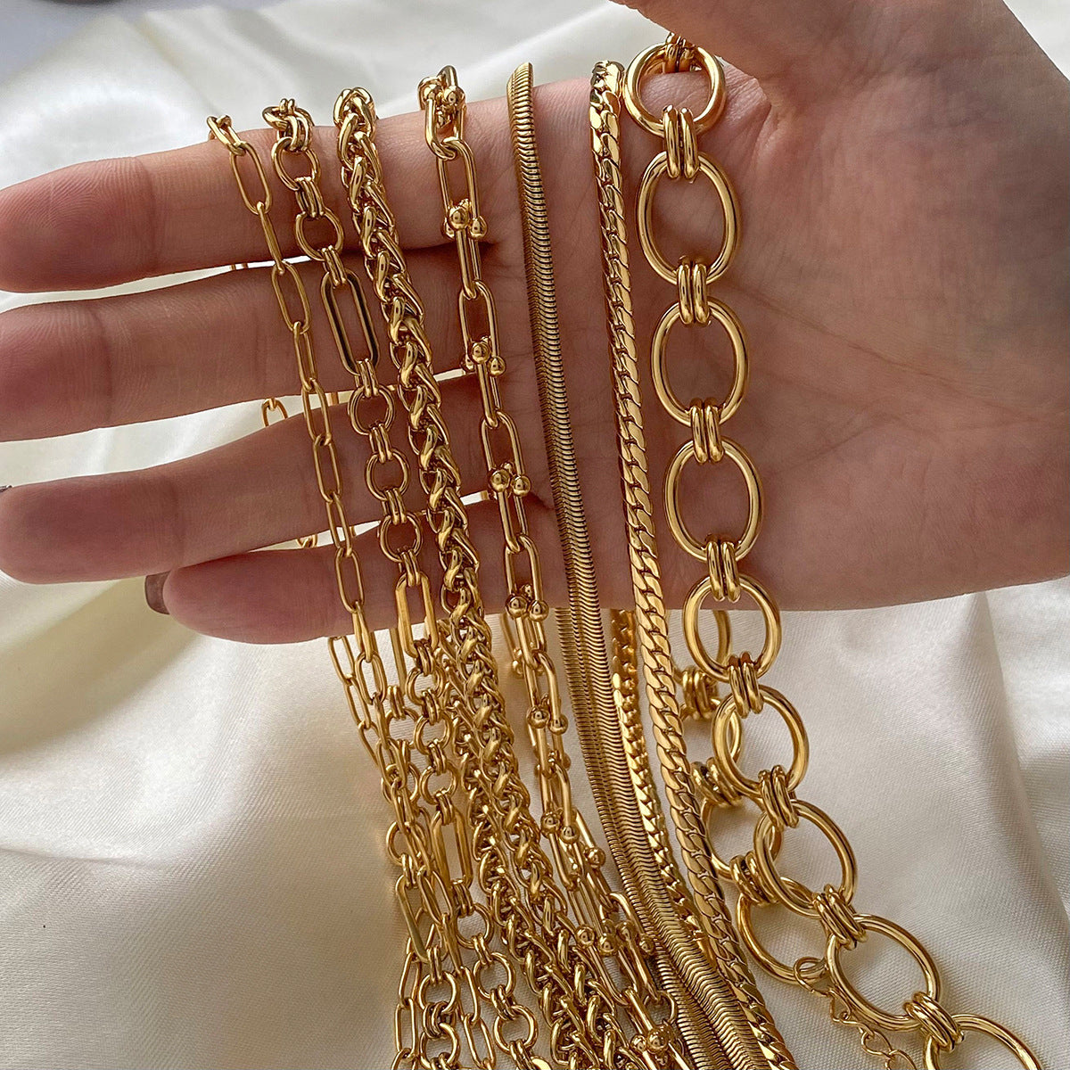 2H Stainless Steel gold Necklace Cuban Clavicle Chain Jewelry necklace