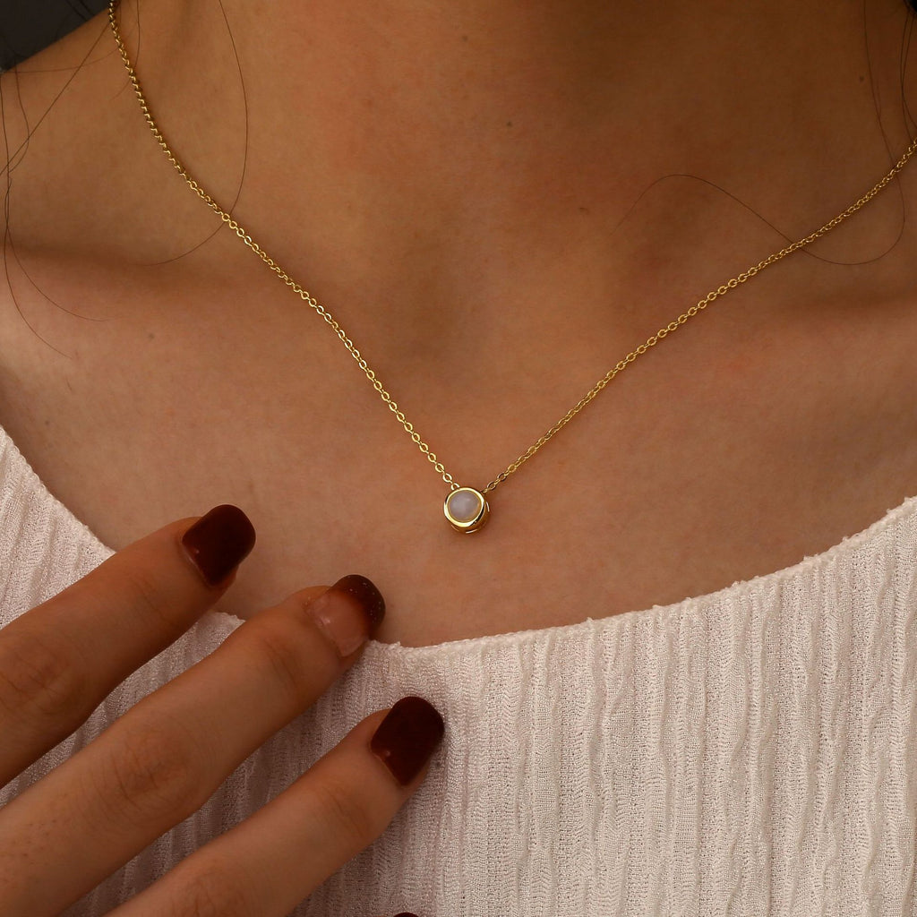 S925 Silver Minimalist Round Necklace With Collarbone Chain Pendant