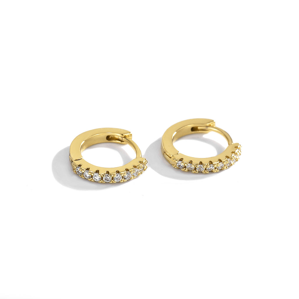 E0239 Hot Selling Earrings Simple Circle Micro Inlaid Single Row Zircon Earrings Women's Ear Clips Jewelry Direct Sale